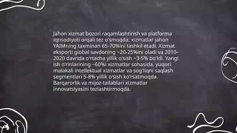 Xizmat koʻrsatishning jahon bozori 3