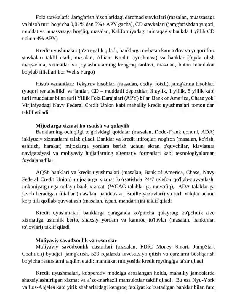 Kredit mahsulotlari va foiz stavkalari 3