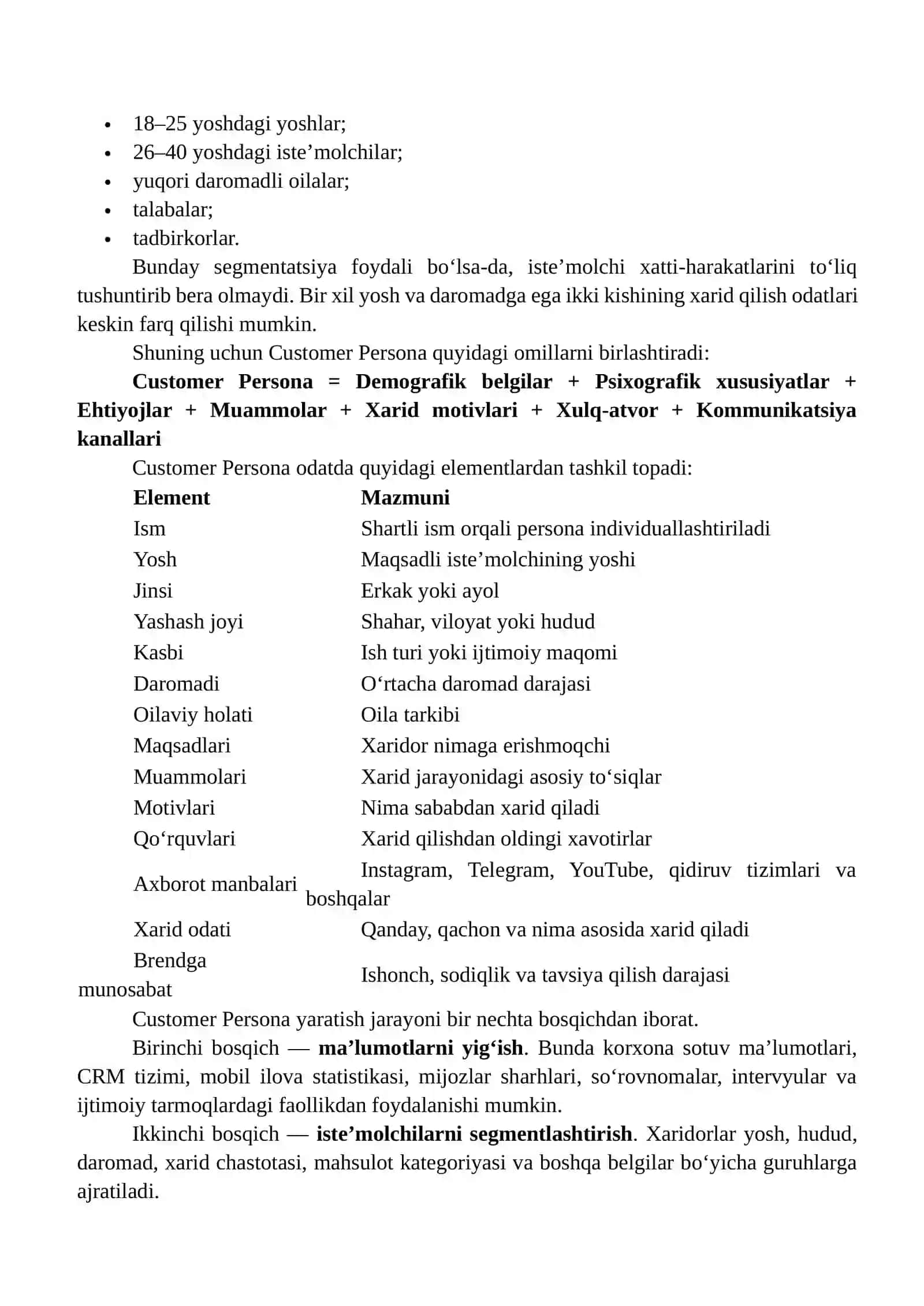 Customer Persona Ishlab Chiqish va Marketing Strategiyasini Shakllantirish 3