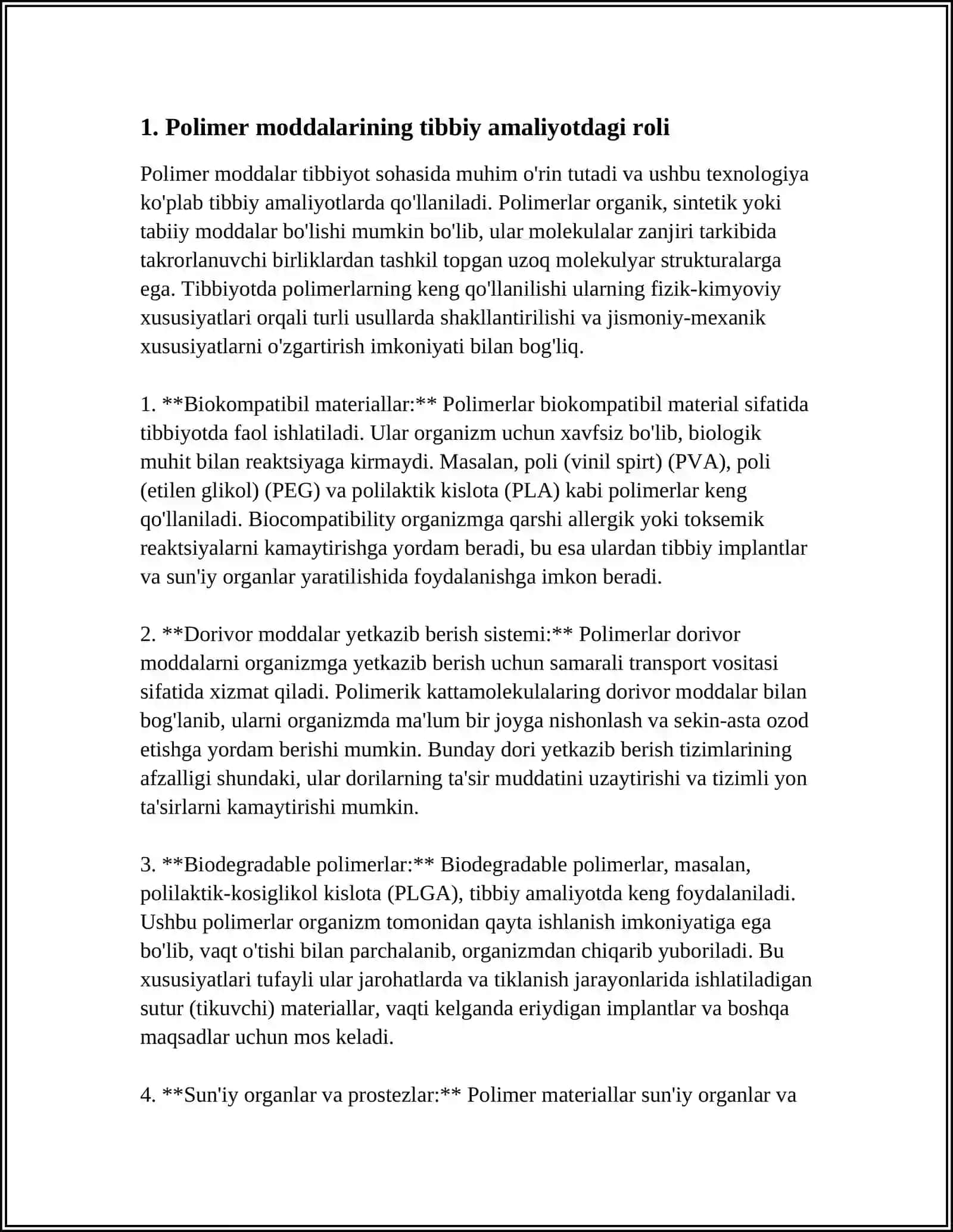 POLIMER MODDALARNING TIBBIYOTDA ISHLATILISHI 3