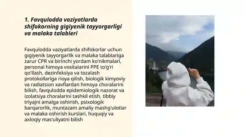 Favqulotda vaziyatlar va halokatlarda shifokor ishining gigiyenik jihatlari 3