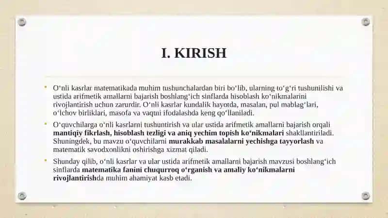 O'NLI KASIRLAR VA ULAR USTIDA ARFIMITIK AMALLARNI BAJARISH ALGARITIMI 3