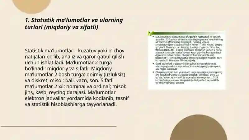 Statistik ma’lumotlarni elektron jadvallar yordamida qayta ishlash 3