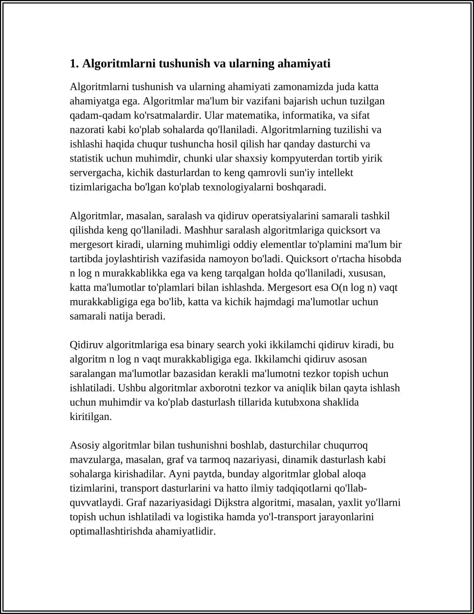 MASALALARNING ALGORITMINI TUZISH VA SHU ALGORITM ASOSIDA C++ DASTURLASH TILIDA DASTUR TUZISH 3