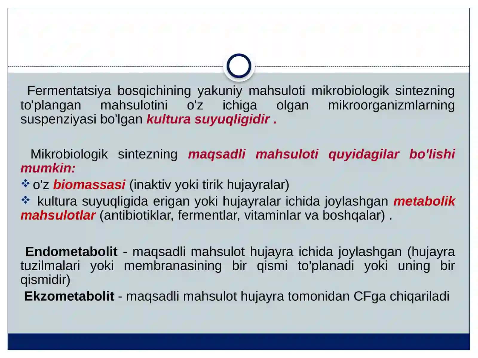 Mikroorganizmlar biomassasi va kultura suyuqligidan maxsulotlarni ajratishning texnologik asoslari 3