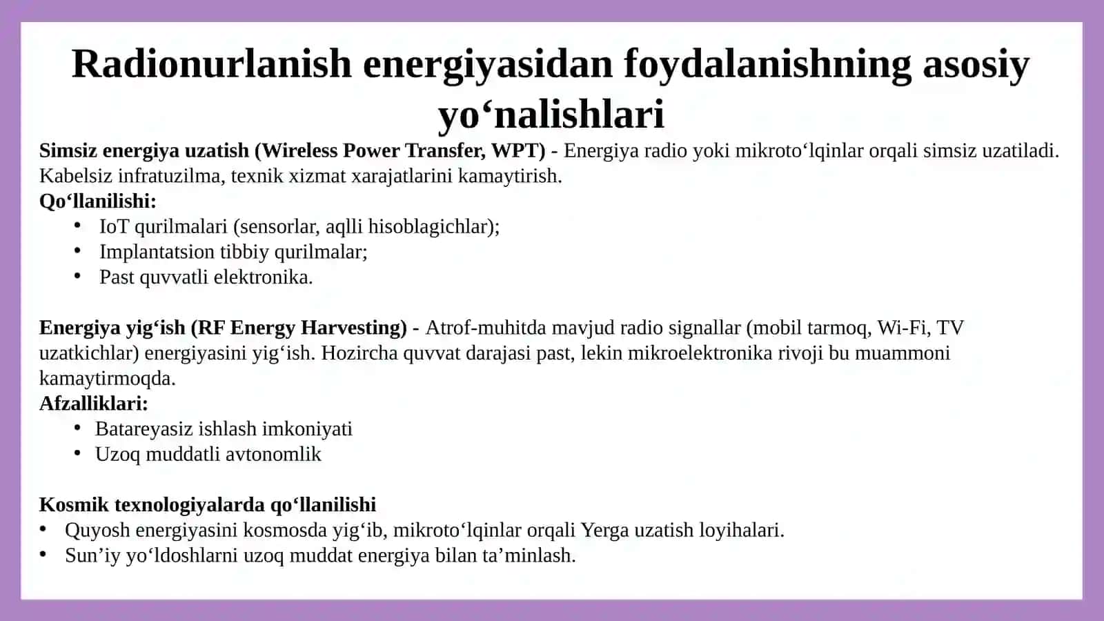 Radionurlanish energiyasidan foydalanish istiqbollarini tahlil qilish. 3