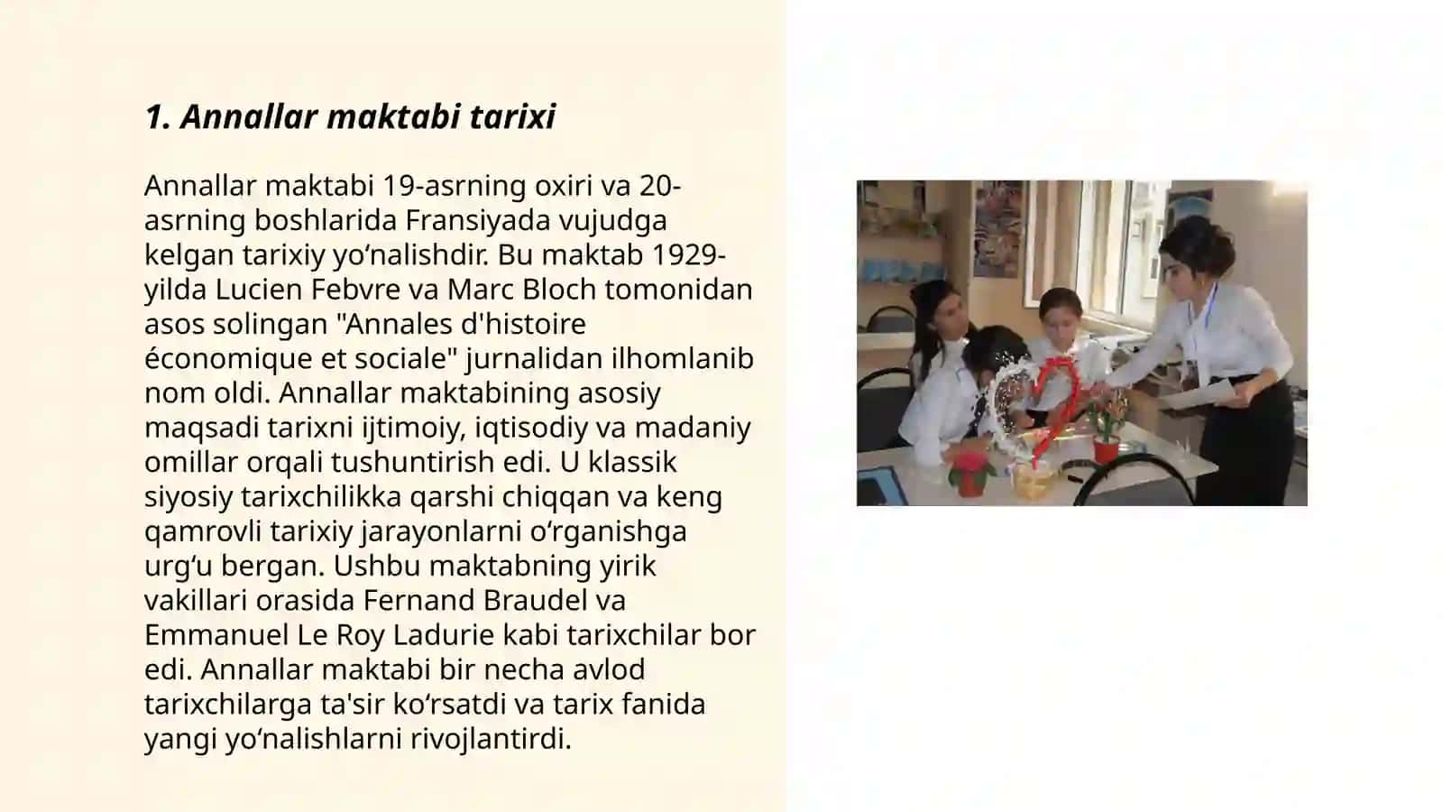 Annallar maktabi faoliyatini ilmiy o'rganish 3