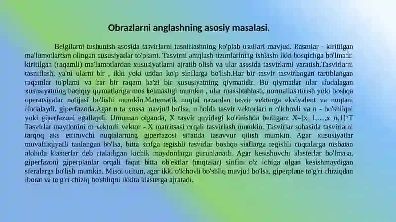 Obrazlarni anglashning asosiy masalasi. 3