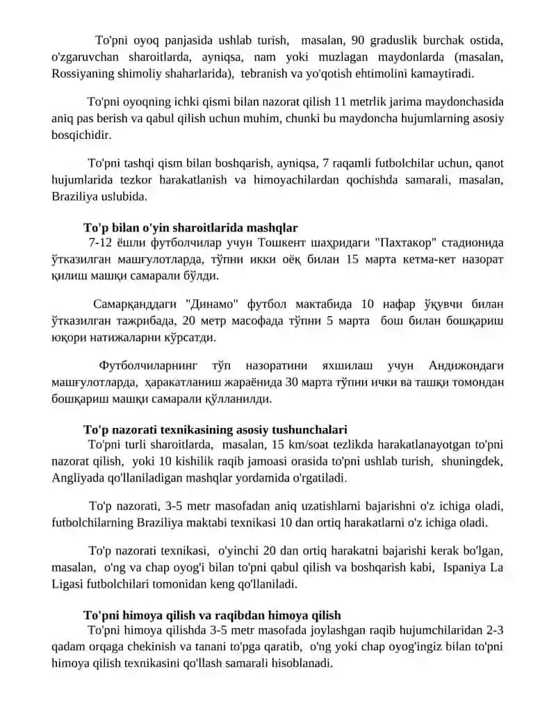Futbol o'yinlarida to'pni boshqarish texnikasini o'rgatish 3