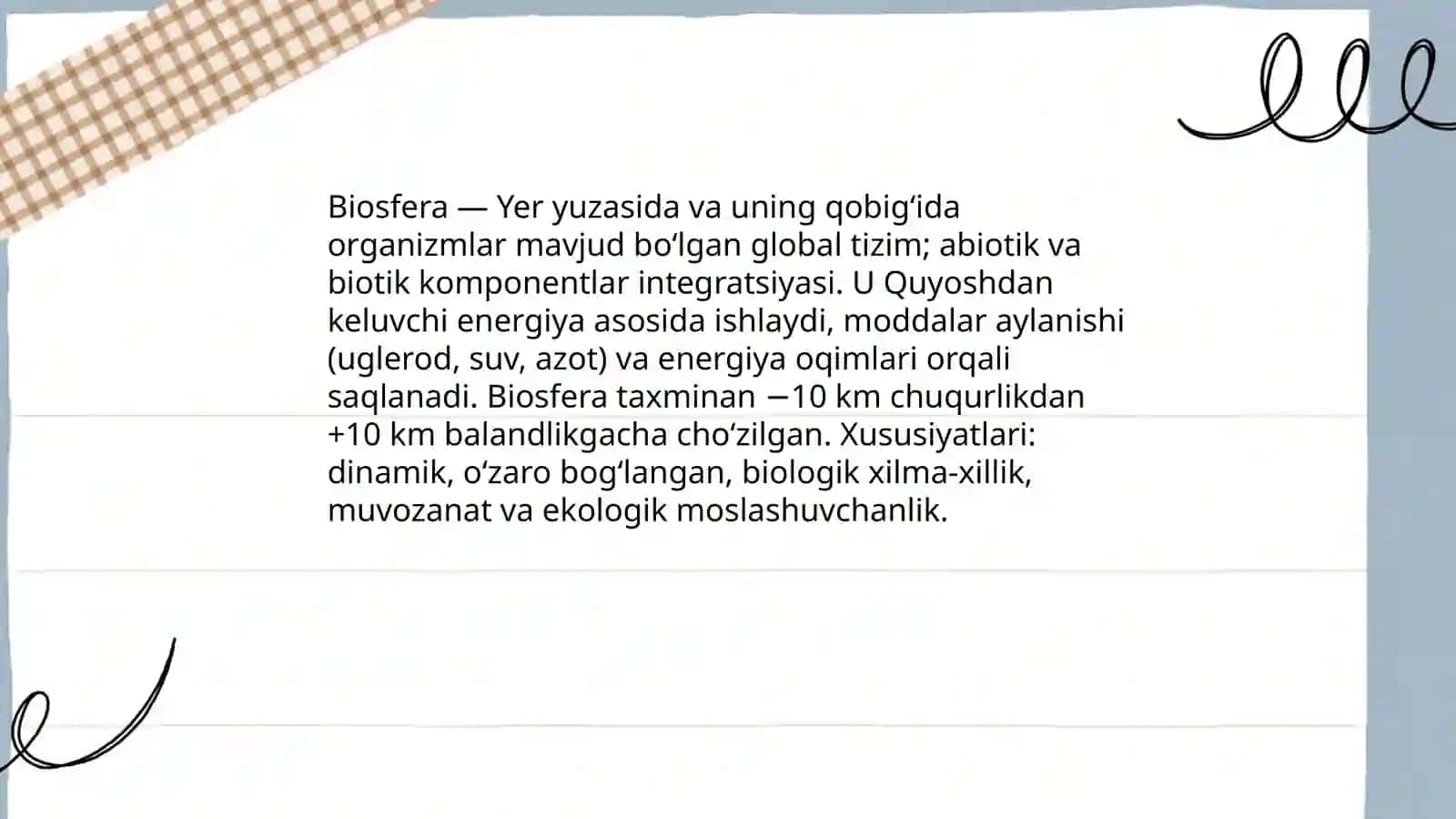 Biosfera, biosfera haqida ta'limot. Iqlim o'zgarishi va ekologik moslashuv 3