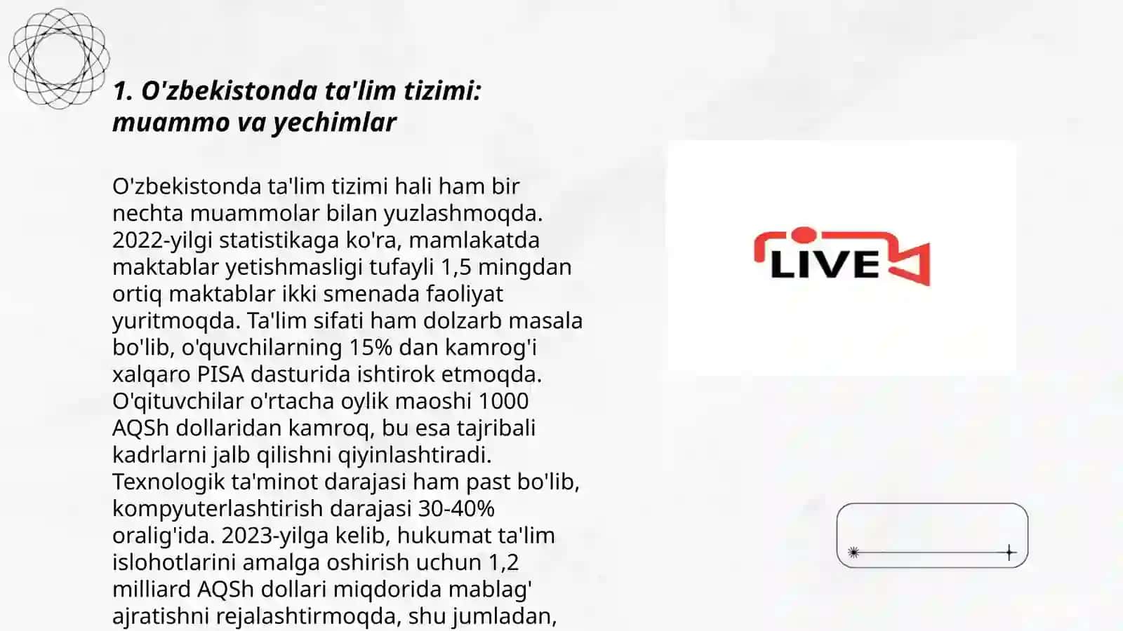 O'zbekistonda ta'lim tizimi: muammo va yechimlar 3