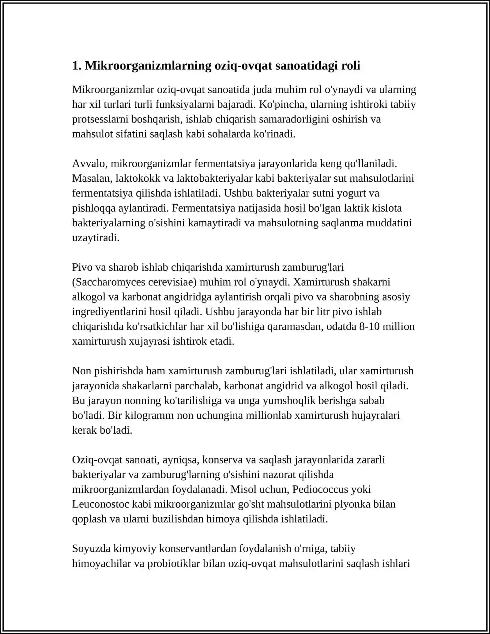 OZIQ OVQAT SANOATIDA MIKROORGANIZMLARNI ISHLATILISHI 3