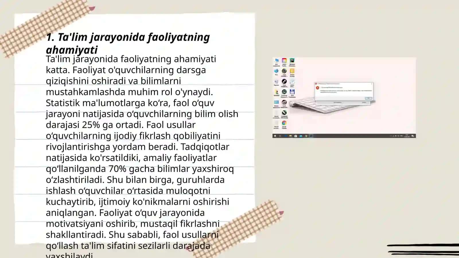 Ta'lim jarayonida faoliyatning ahamiyati 3