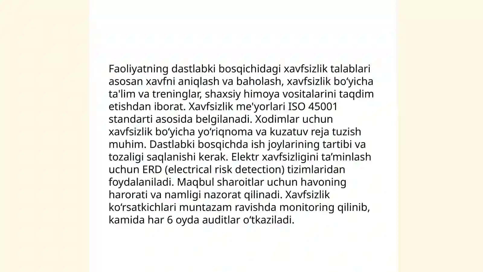 Faoloyatning turli bosqichlarida xavfsizlik shartlarini tahlil qilish 3