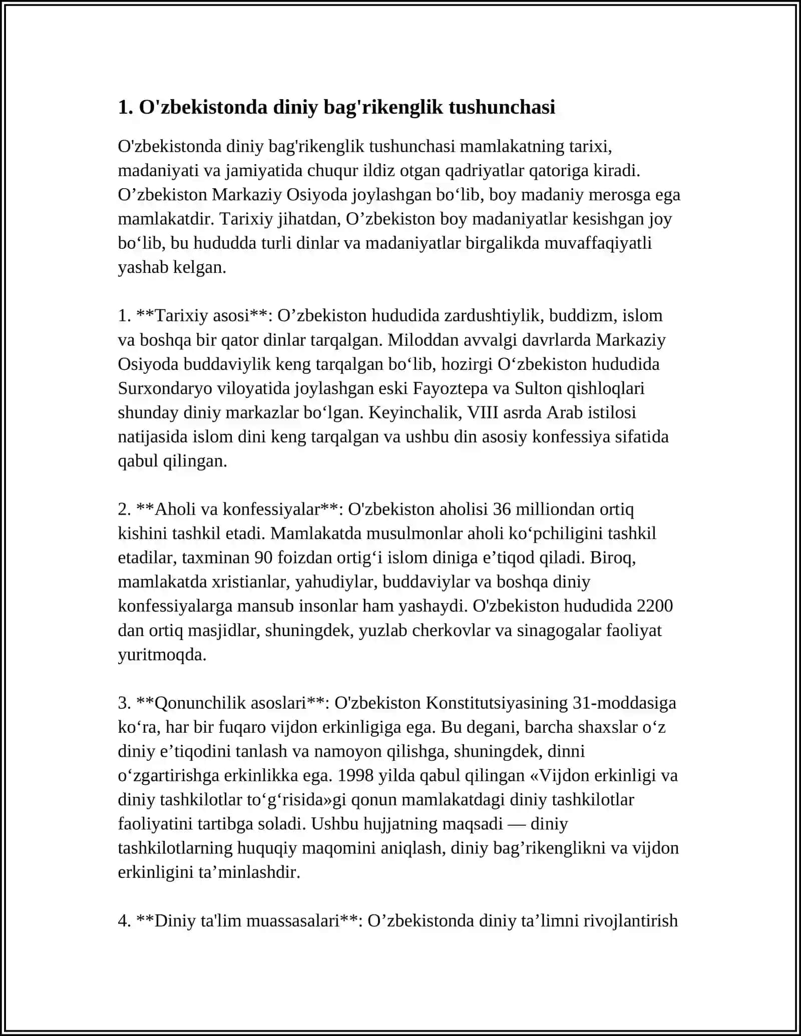 O'ZBEKISTONDA KONFESSIYALARARO DINIY BAG'RIKENGLIKNING TARIXIY TAJRIBASI 3