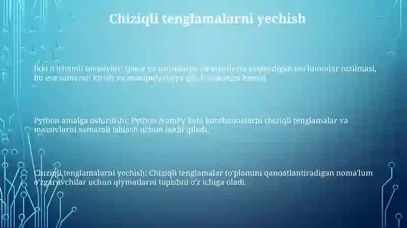 Pythonda ikki va ko'p o'zgaruvchili massivlar 3