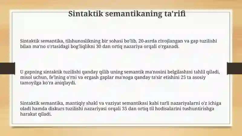 Sintaktik semantika masalasida yetakchi lingvistlarning qarashlari 3