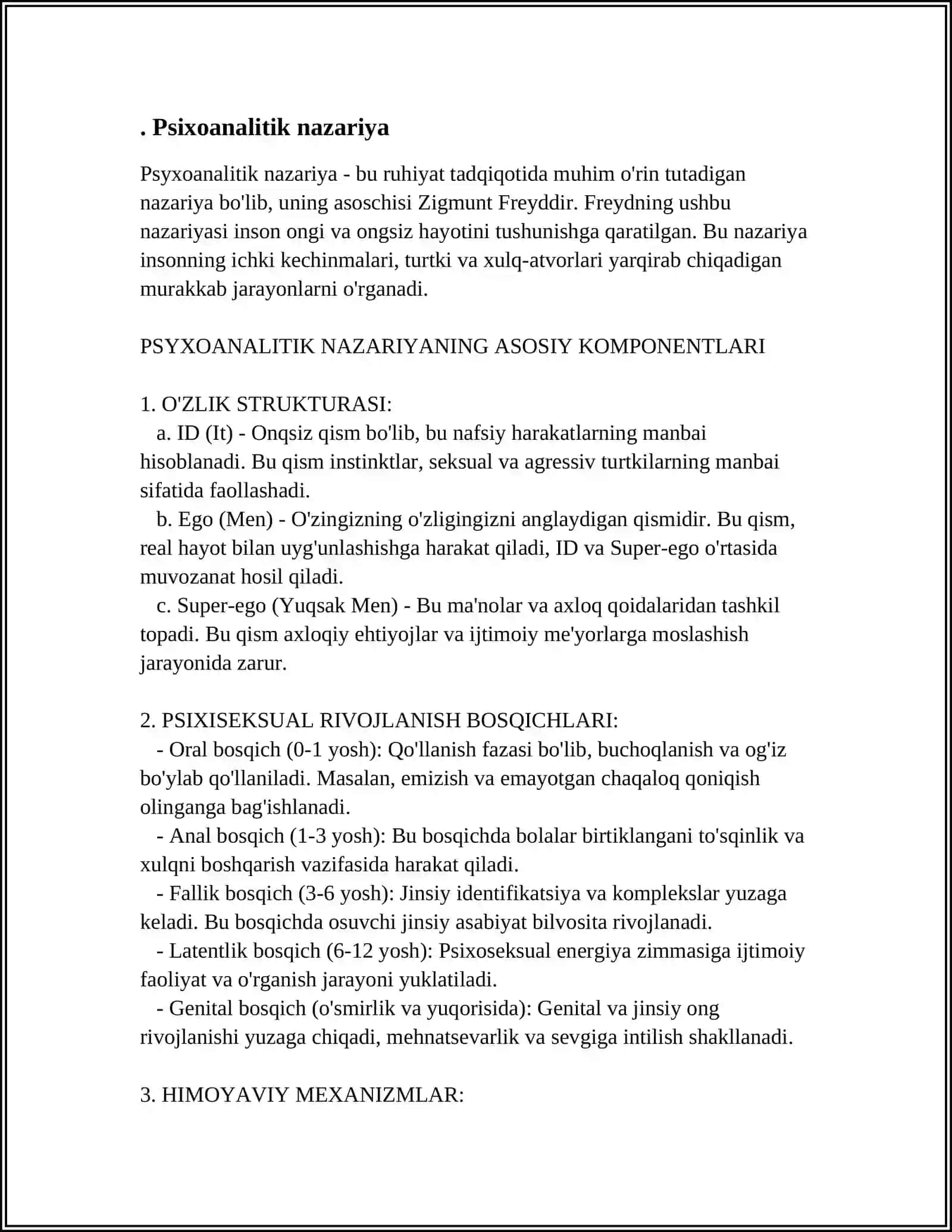 SHAXSNI OʻRGANISHNING ZAMONAVIY NAZARYALARI 3