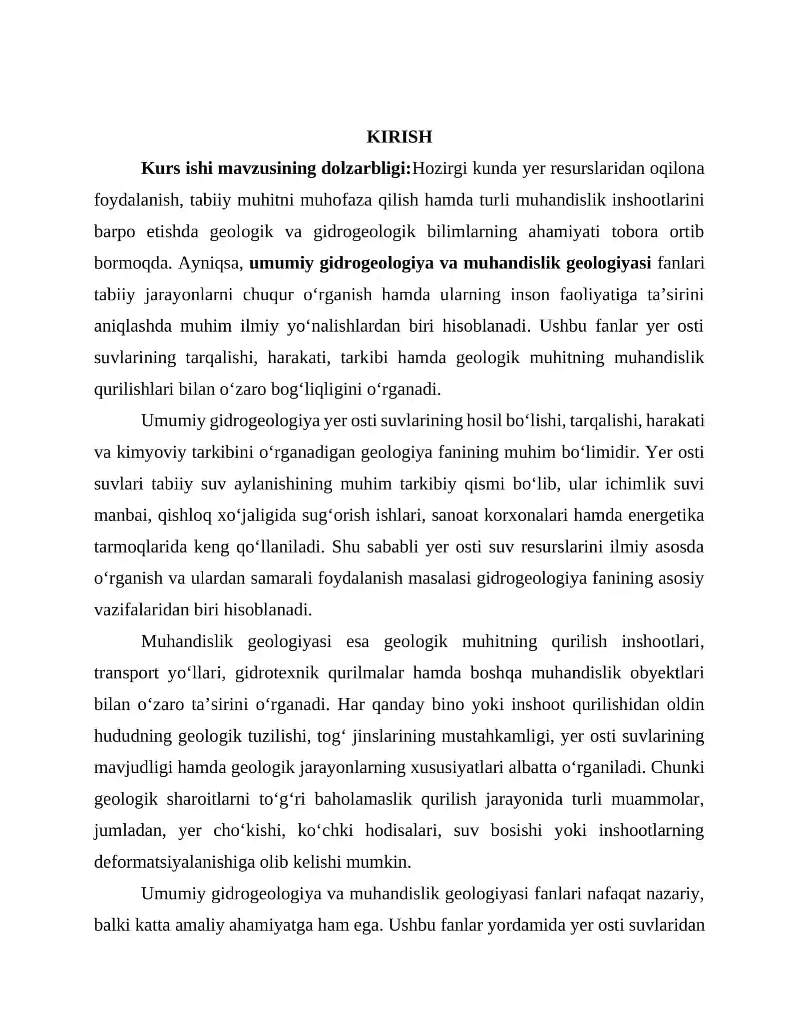 UMUMIY GIDROGEOLOGIYA VA MUXANDISLIK GEOLOGIYASI FANINING MAQSADI, VAZIFALARI, TARMOQLARI 3
