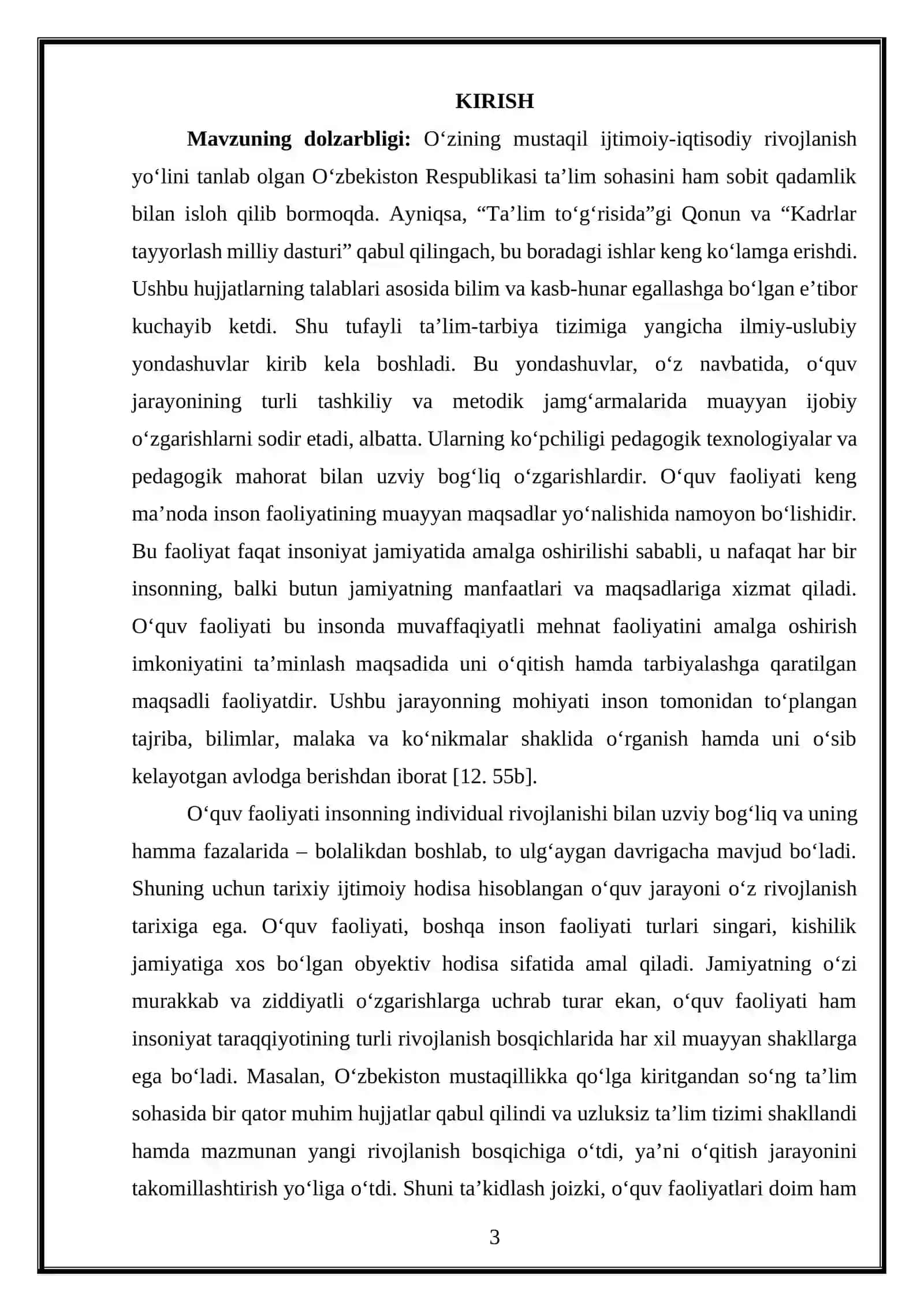 BOSHLANG‘ICH SINF O‘QUVCHILARIGA NAFOSAT TARBIYASI BERISHDA PEDAGOGIK ETIKA kurs ishi yangi 3