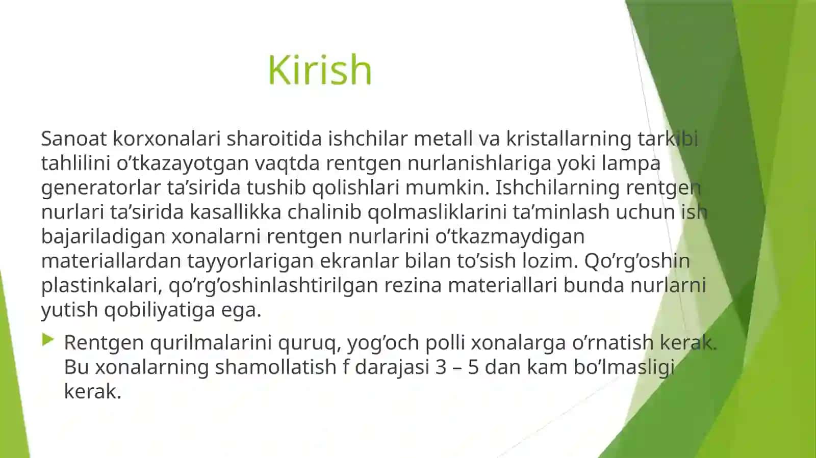 Radioaktiv zararlanish darajasiga qarab koʻriladigan chora-tadbirlar 3