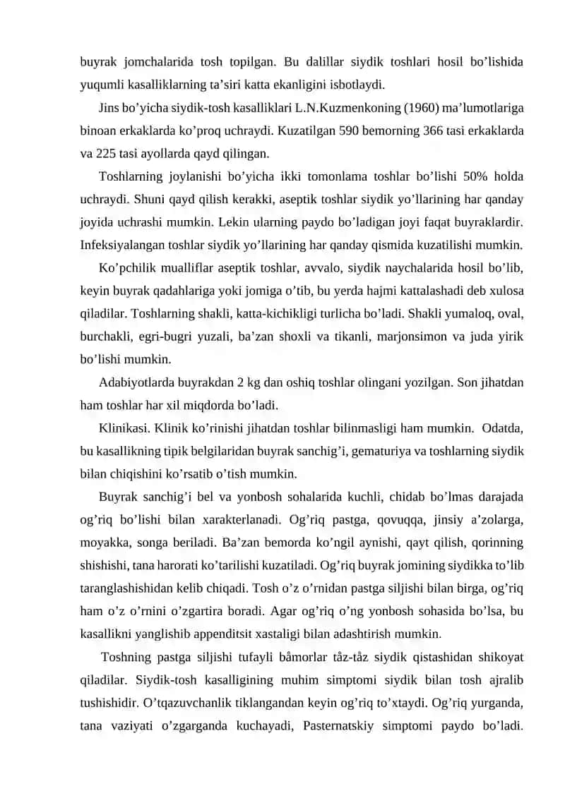 Buyraklarda urat toshlarini hosil bo’lishi va davolash yo’llari 3