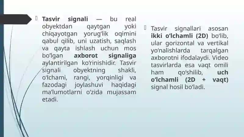 Tasvir signallarini olish va ularning raqamli koʻrinishga keltirish prinsiplari 3