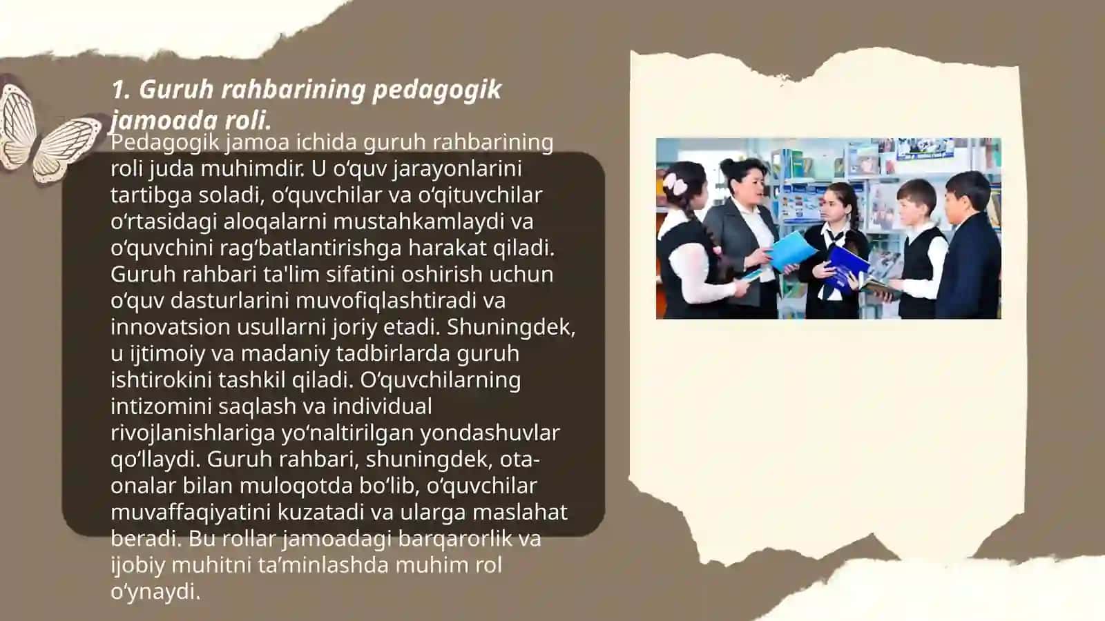 Guruh rahbarining pedagogik jamoada tutgan oʻrni 3