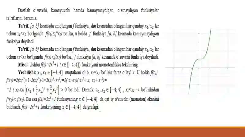 Monoton funksiyalar va ularning xossalari. O`zgarishi chegaralangan funksiyalar va ularning xossalari.. 3