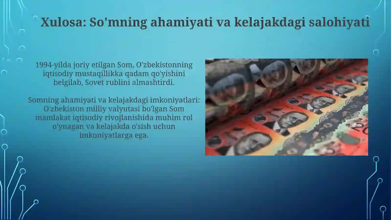 O'zbekiston milliy pul so'mning joriy etilishi va uning qadr-qimmatini saqlash 3