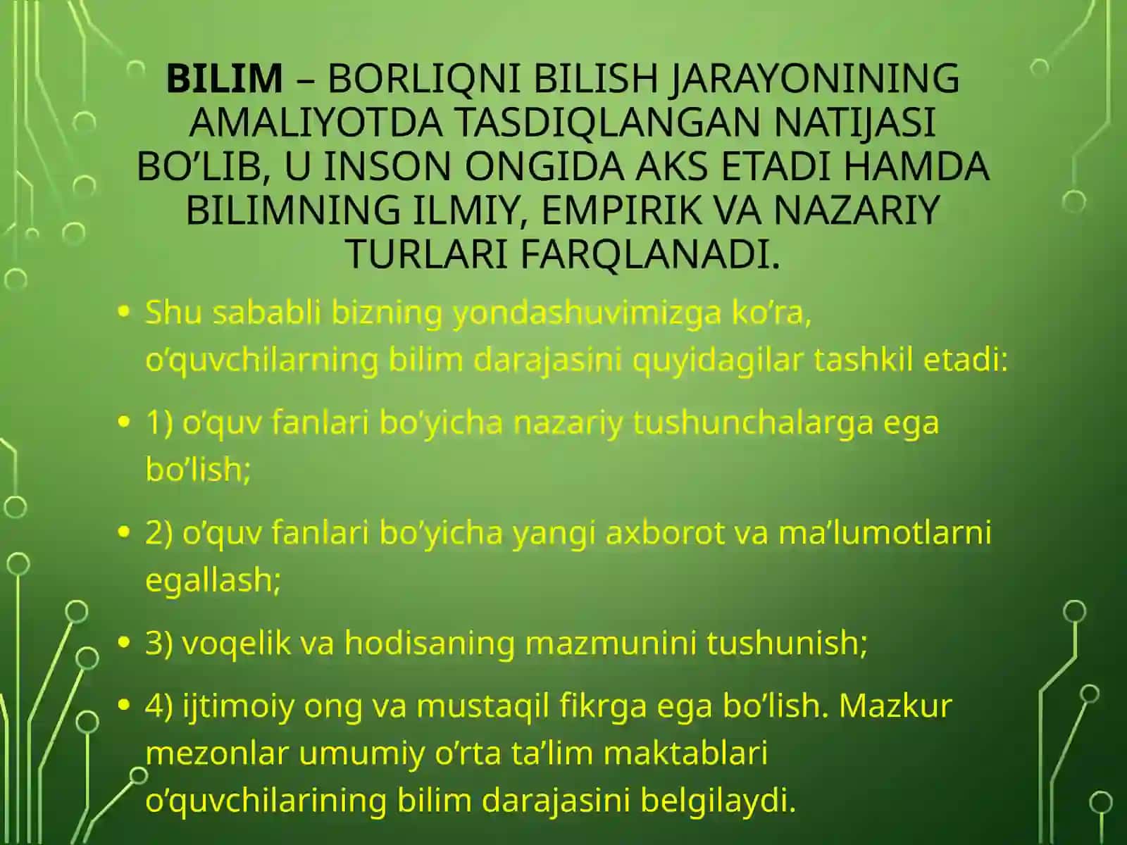 O’QUVCHILARNING BILIM VA KO'NIKMALARINI NAZORAT QILISH TURLARI, SHAKL VA METODLARI 3