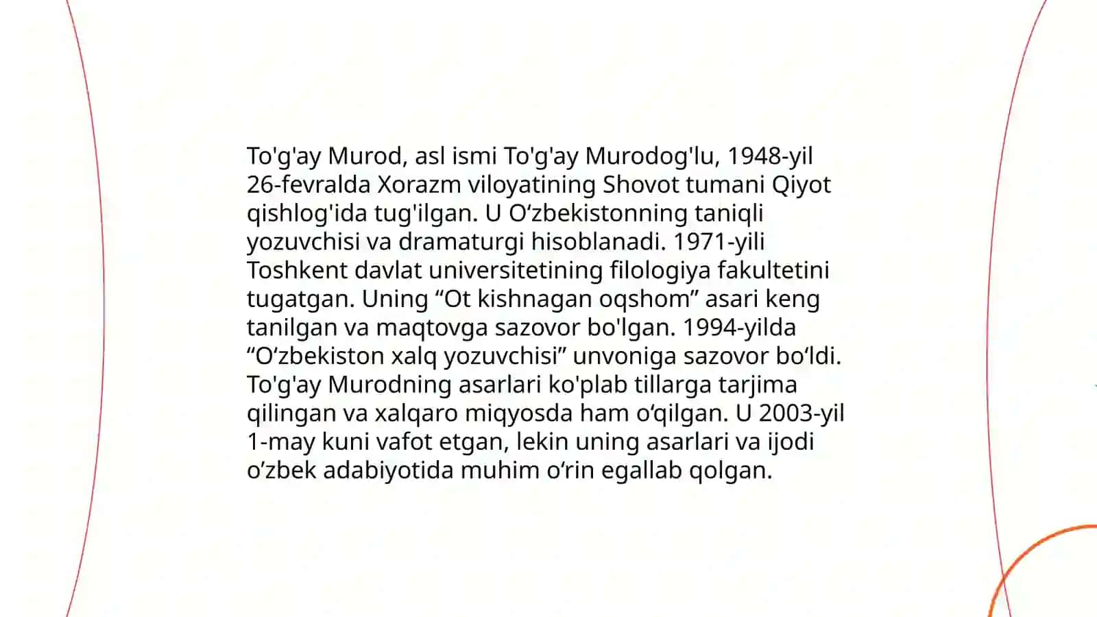 To'g'ay Murod "Otamdan qolgan dalalar" romani 3