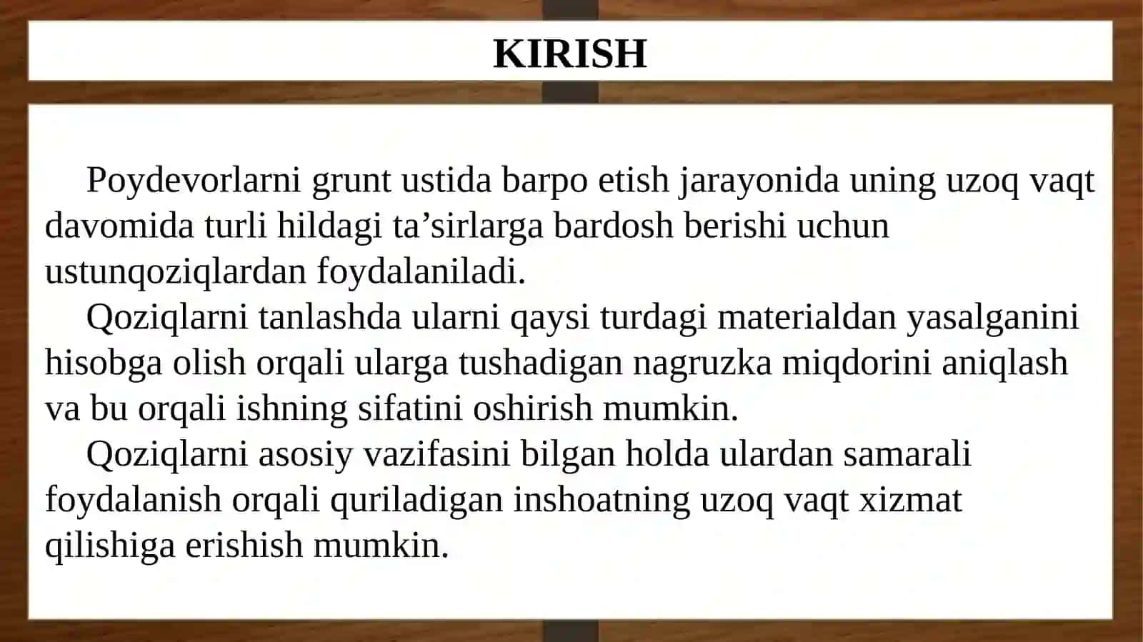 Ustunqoziqlarni inshootlar bilan tutashtirish 3