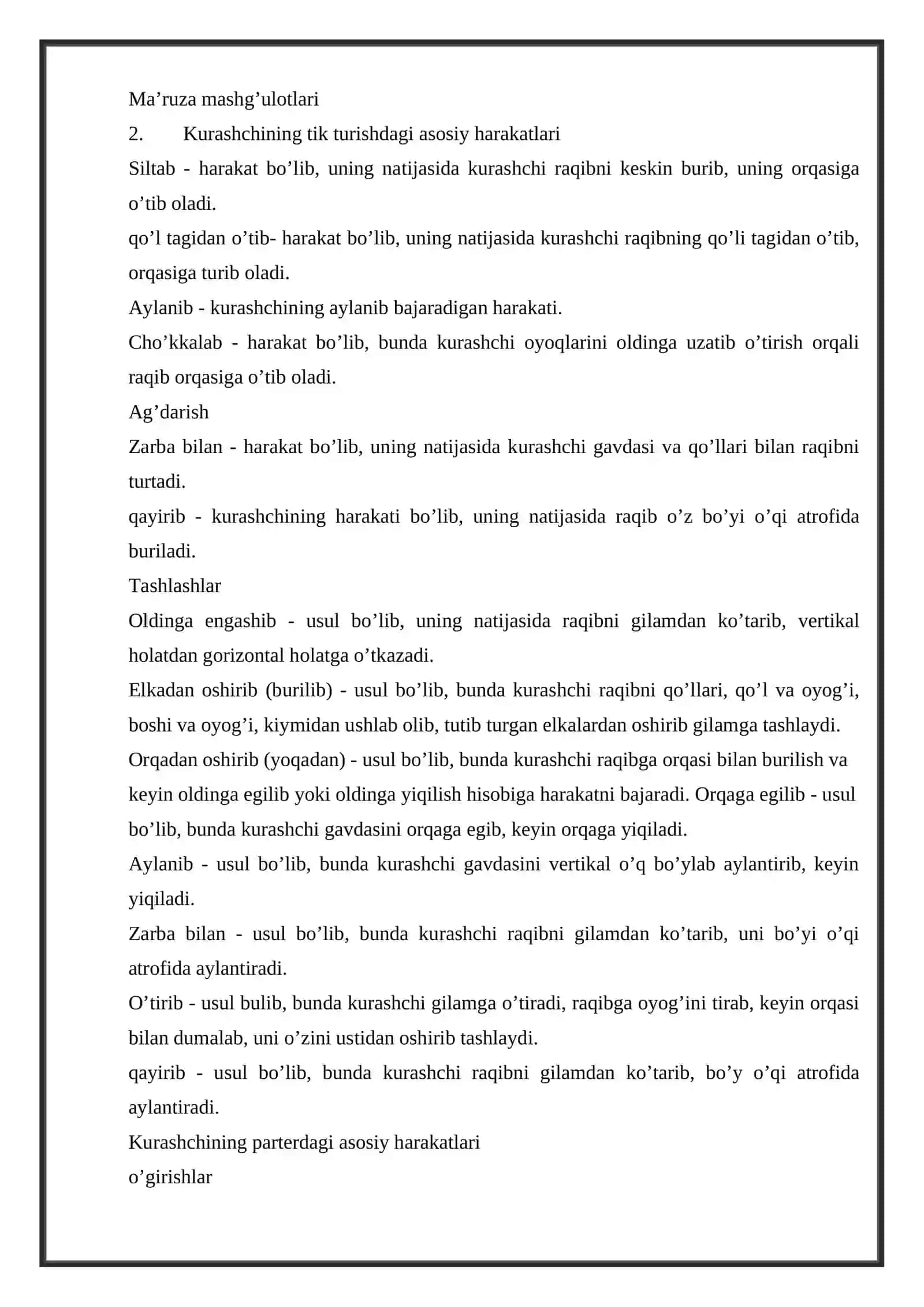 Kurash turlarining texnikasi taktikasini o‘rgatish va takomillashtirish 3