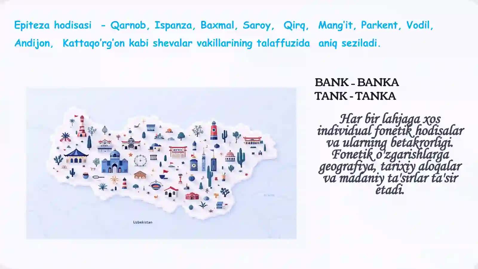 O'zbek shevalarining fonetik xususiyatlari. O'zbek shevalaridagi fonetik o'zgarishlar. Transkripsiya va transliteratsiya 3