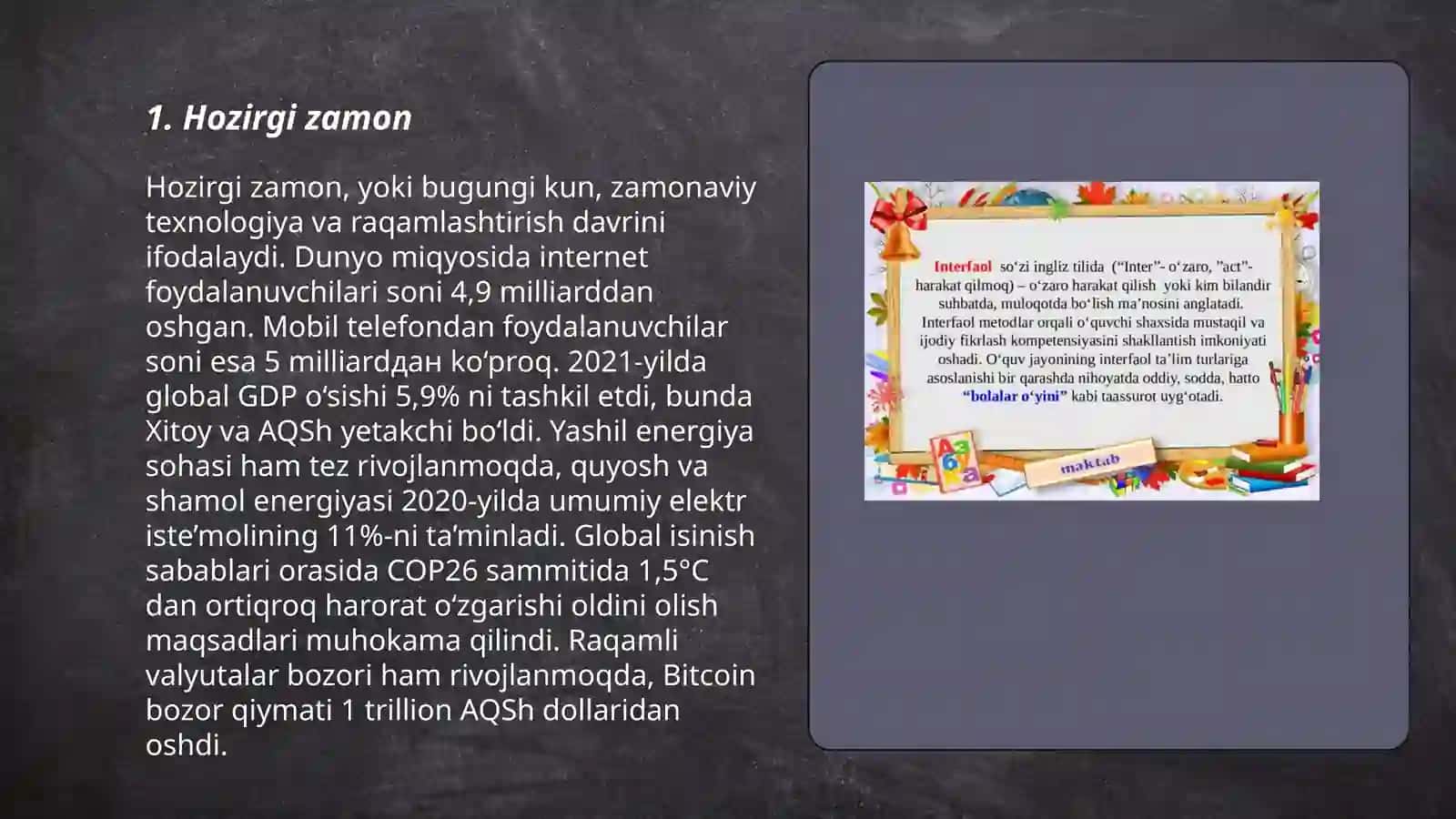 Ingiliz tilida Zamonlar haqida slayd 3