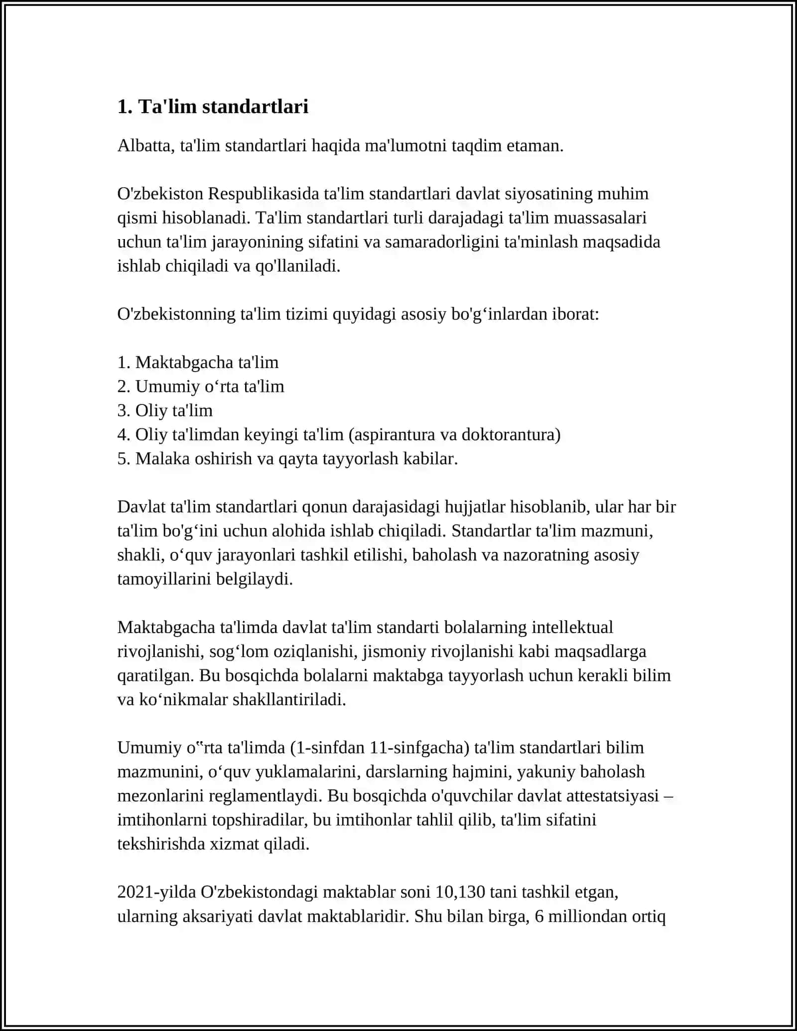 STANDARTLARNING TURLARI.STANDARTLASHTIRISHNING SAMARADORLIGI 3