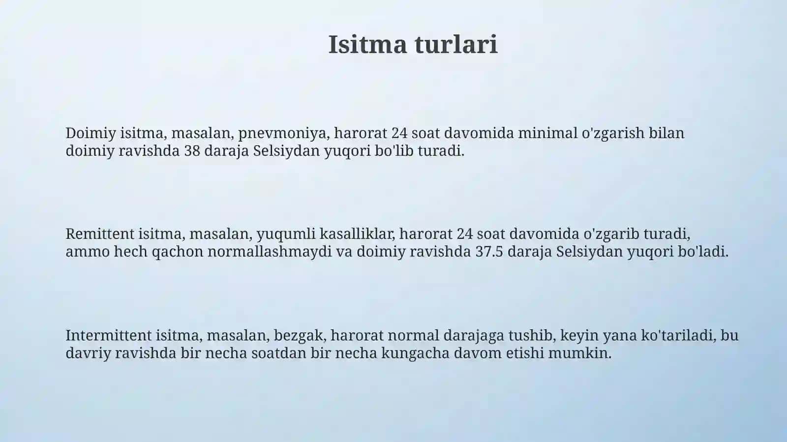 Isitma turlari. Isitmalayotgan bolani parvarishlash 3
