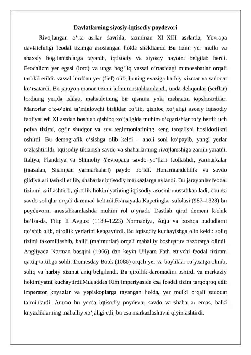 Rivojlangan o‘rta asrlar davlatchiligi va boshqaruvi 3
