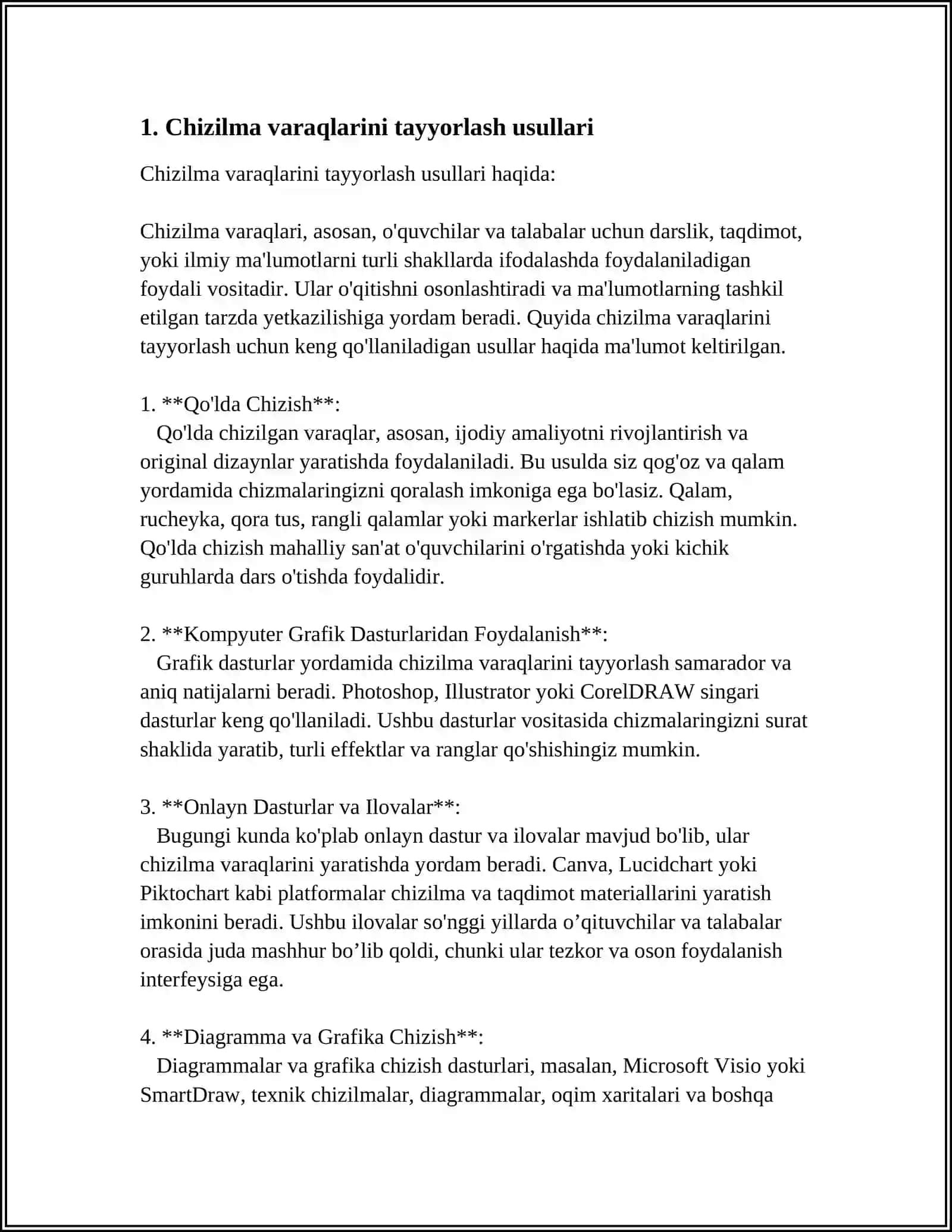 CHIZILMA VARAQLARINI TAYORLASH MASSHTABLAR CHIZILMADAGI SHRIFTLAR CHIZIQLAR YOZILISHI 3