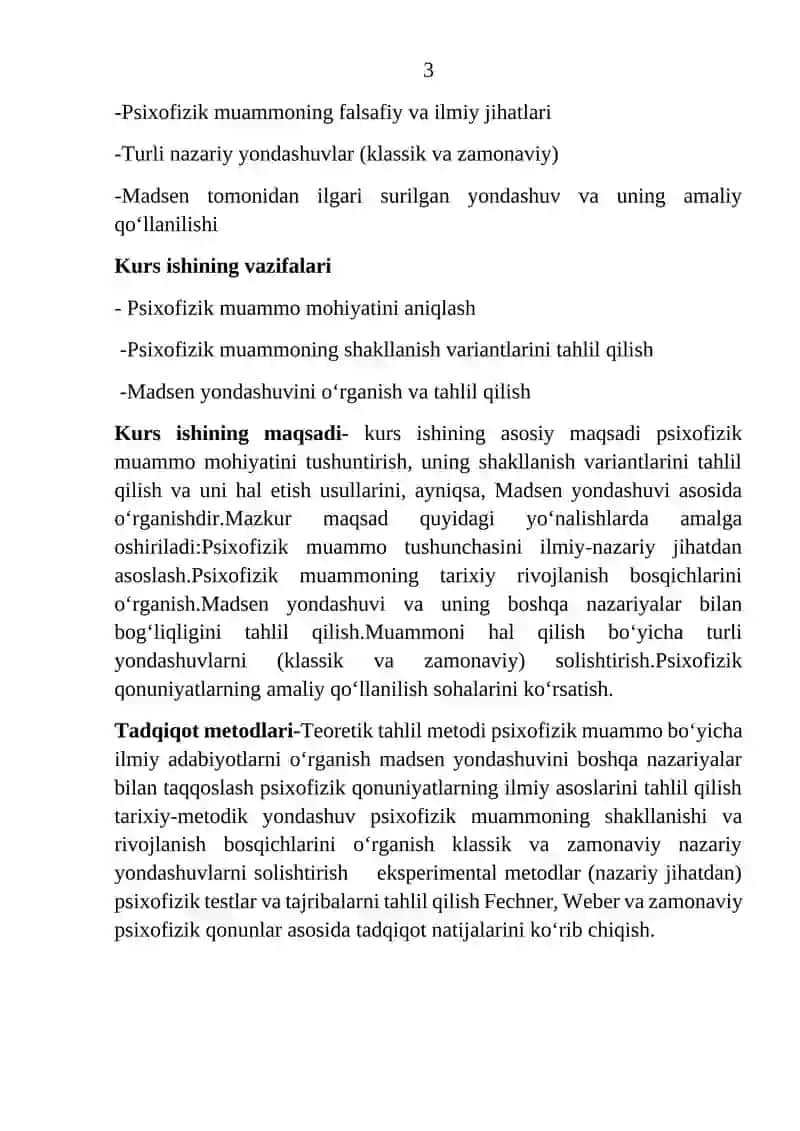 Psixofizik muammo: uni shakllantirish variantlari va uni hal qilish usullari (Madsen) 3