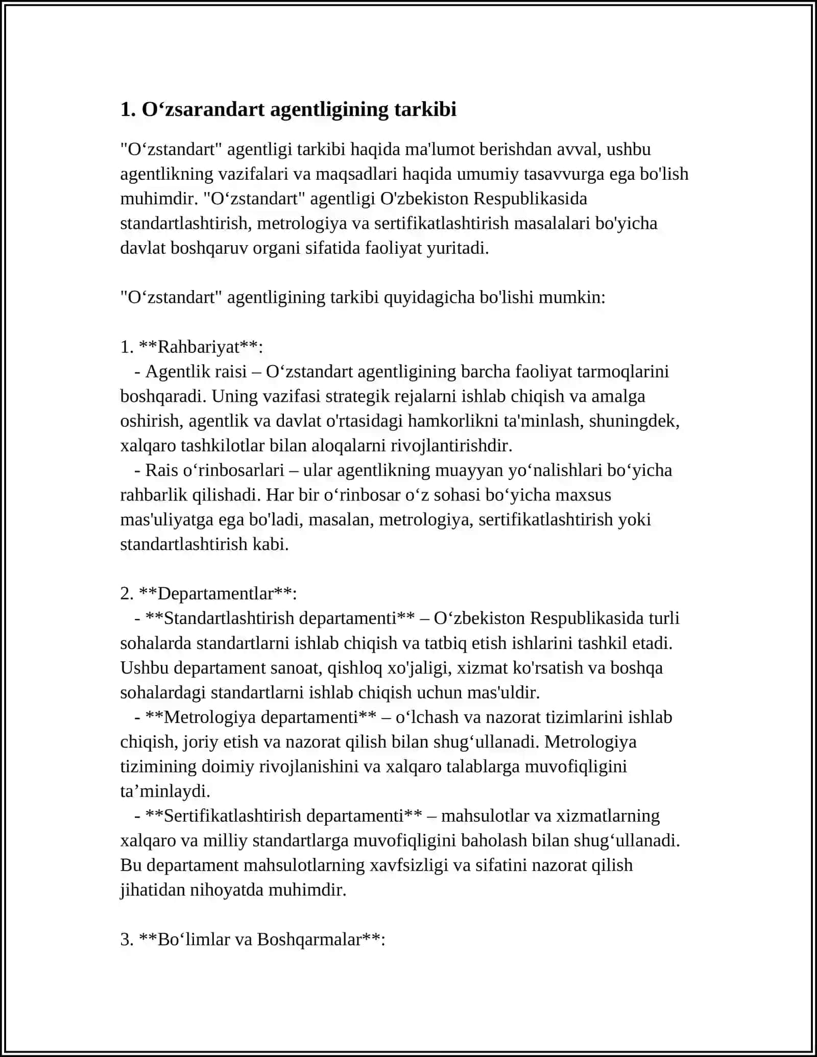 O‘ZSARANDART AGENTLIGINING STRUKTURASI VA ASOSIY VAZIFALARI 3