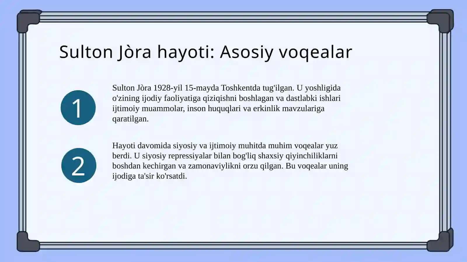 Sulton jòra hayoti va ijodi 3