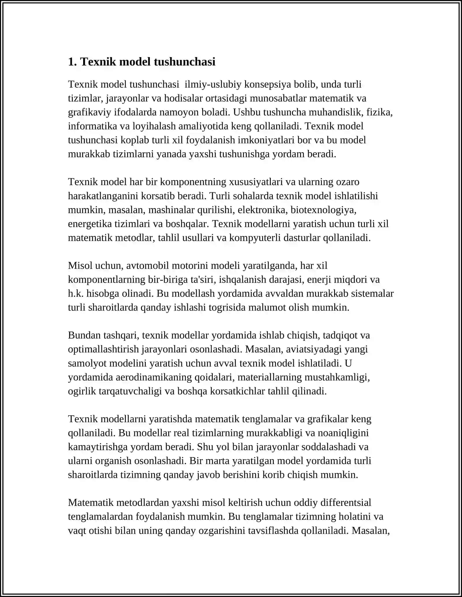 TEXNIK MODELLAR KLASSIFIKATSIYASI 3