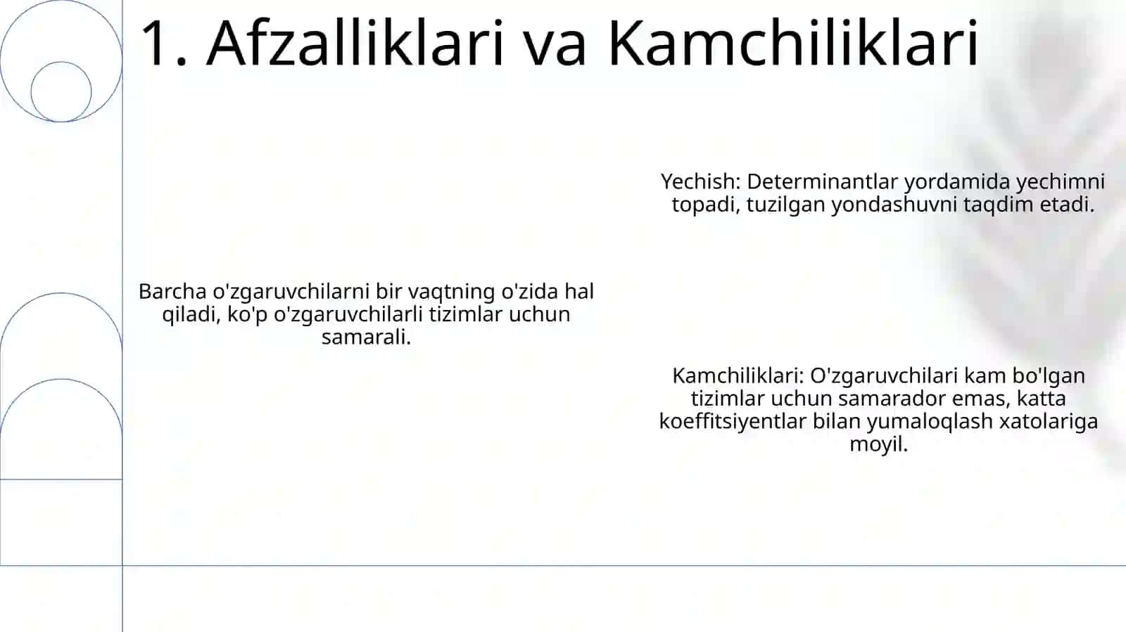 Chiziqli tenglamalarni Kramer usulida ishlash 3