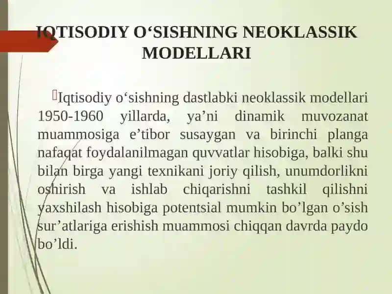 Robert Solouning o‘sish modeli 3