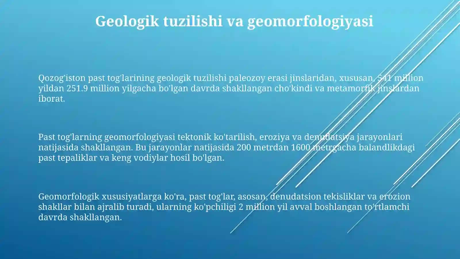 Qozogʻiston past togʻlari tabiiy geografik tavsif 3