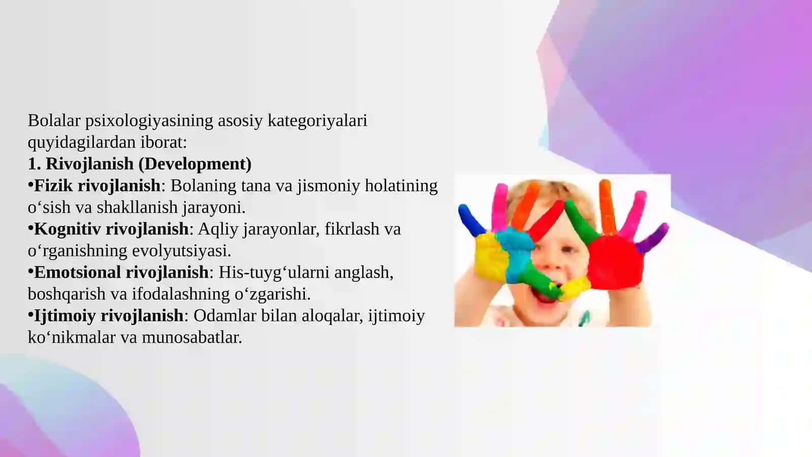 Bolalar psixologiyasi va psixodiognostikasi fanining asosiy kategoriyalari 3