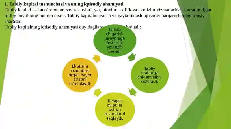 Tabiiy kapitalni baholashning iqtisodiy metriklari YalM alternativlari 3