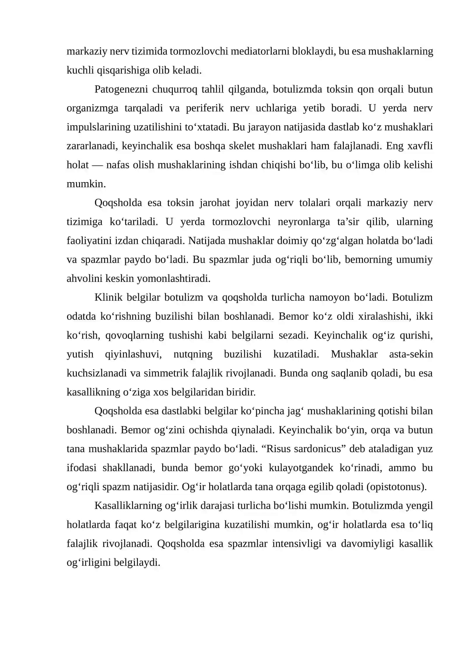 Oqsil (Botulizm) va Qoqshol Kasalliklari 3